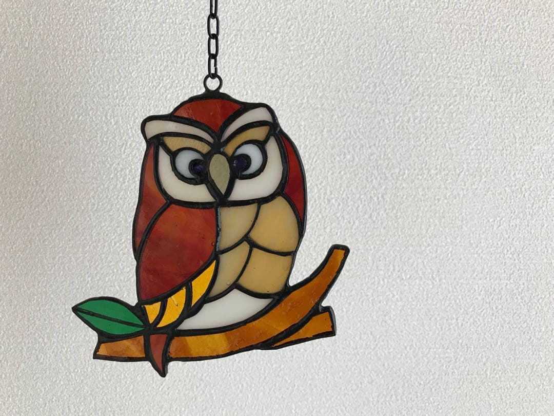 ステンドグラス受注制作オーナメント＊ふくろう