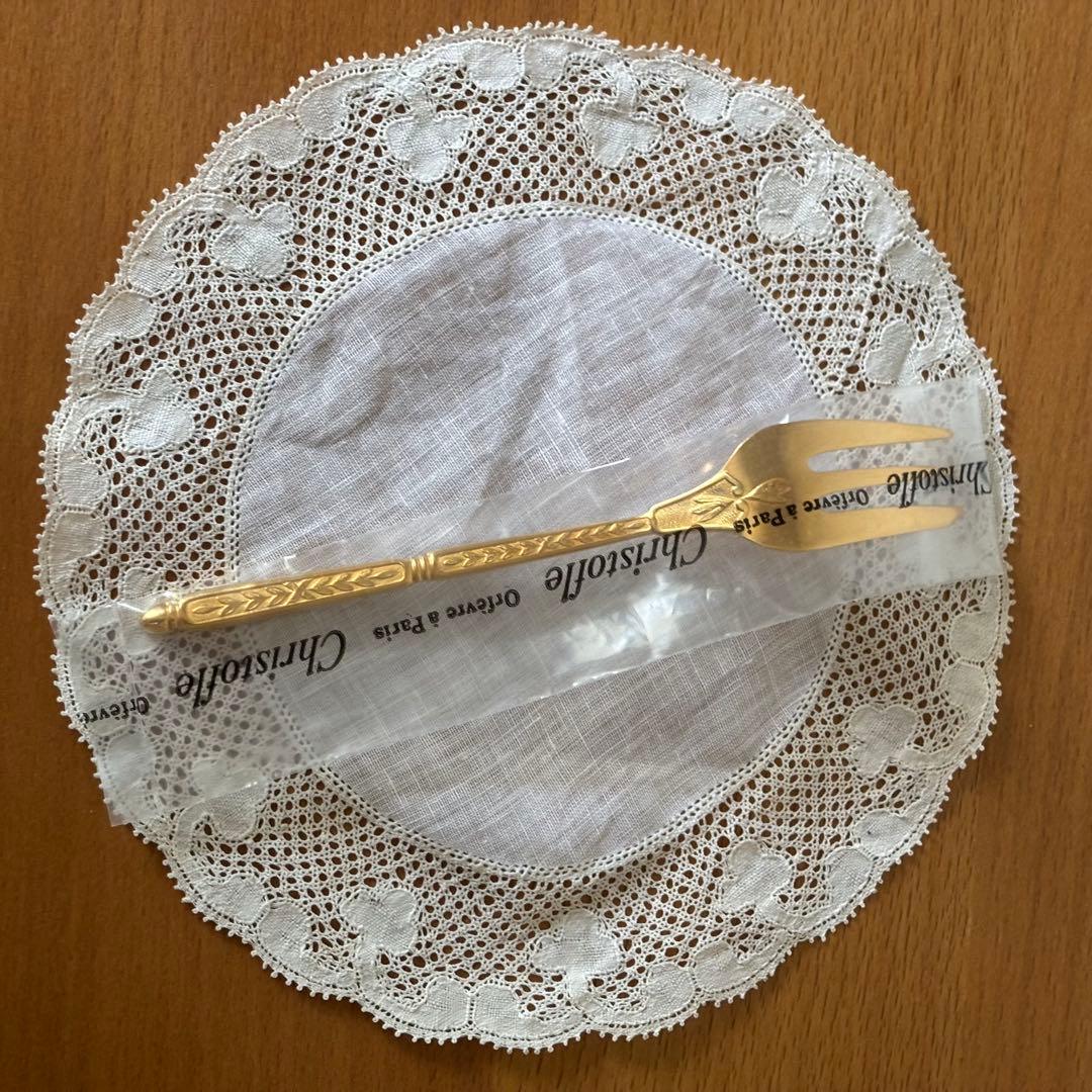 クリストフル ナターシャ 24金プレート デザートフォーク フランス 廃盤