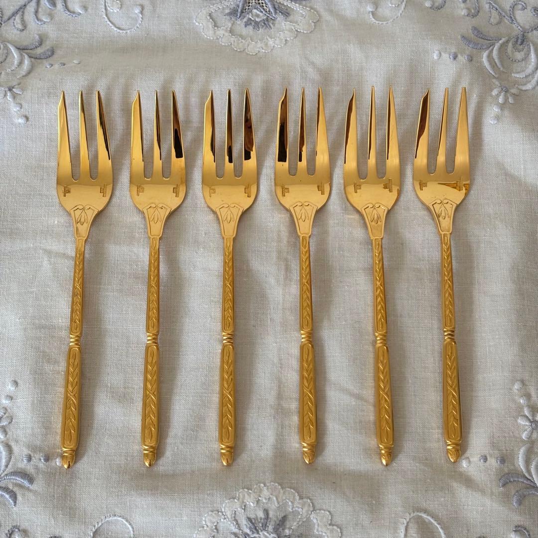 クリストフル ナターシャ 24金プレート デザートフォーク フランス 廃盤