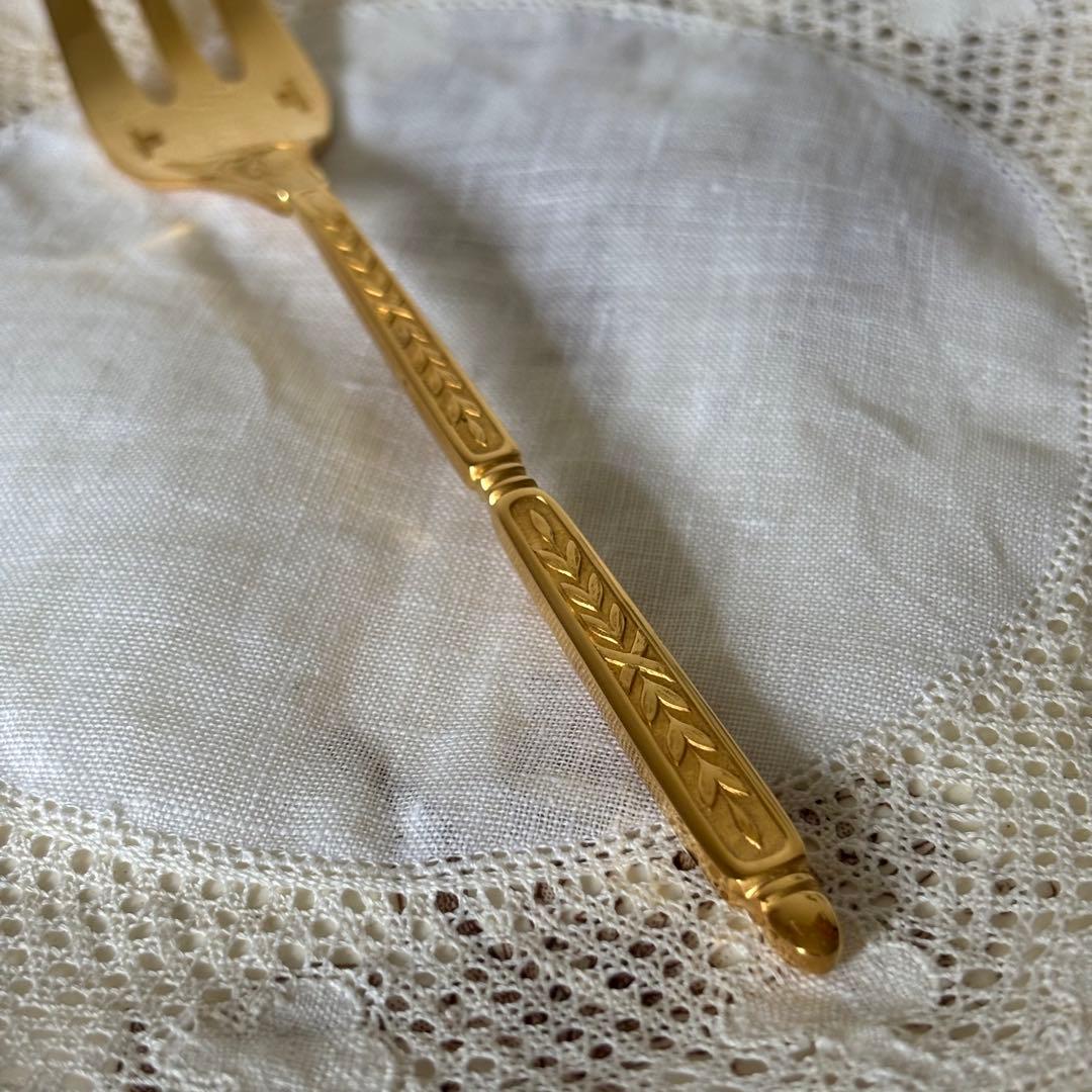 クリストフル ナターシャ 24金プレート デザートフォーク フランス 廃盤