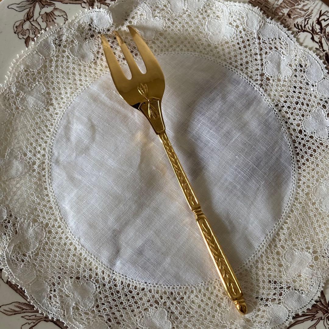 クリストフル ナターシャ 24金プレート デザートフォーク フランス 廃盤