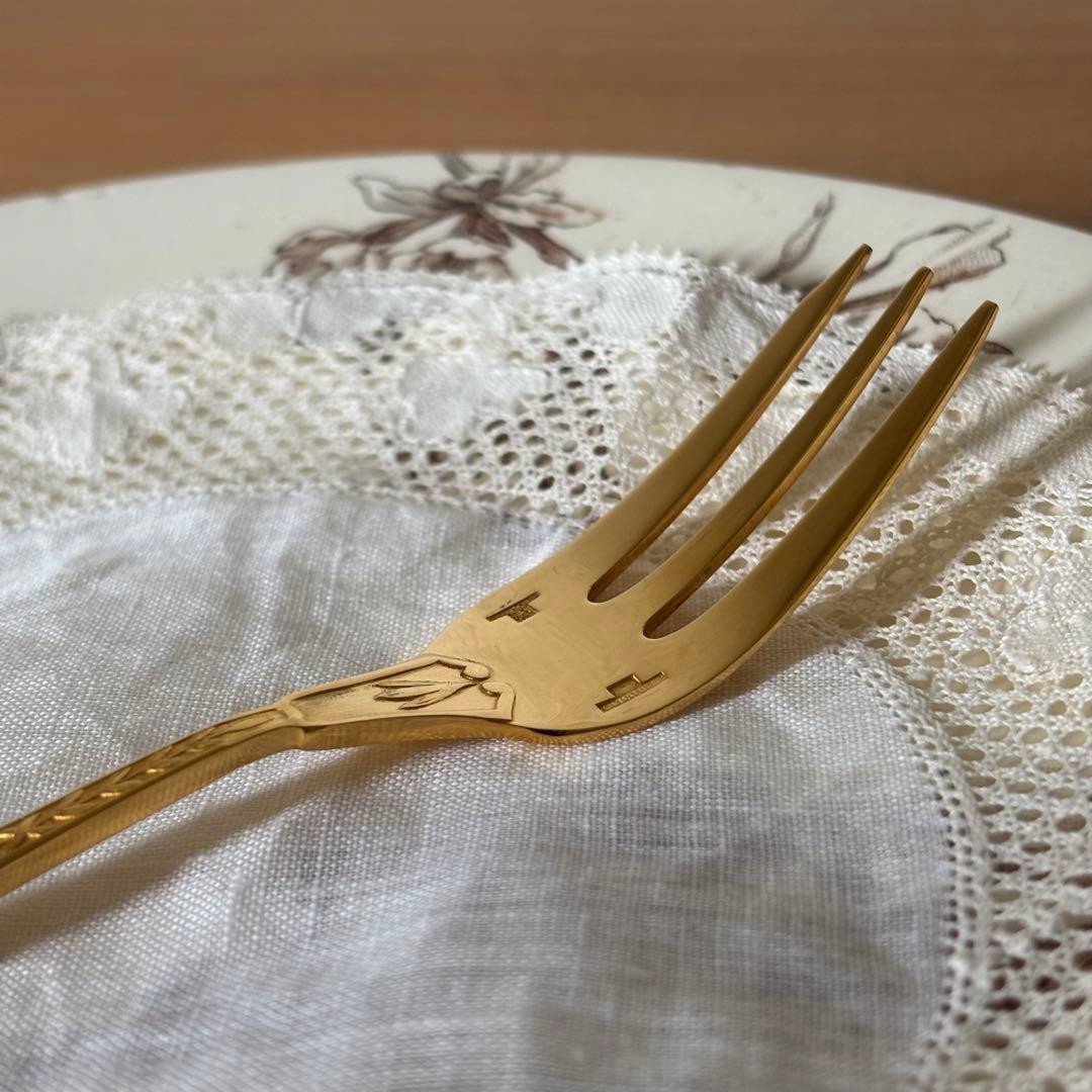 クリストフル ナターシャ 24金プレート デザートフォーク フランス 廃盤