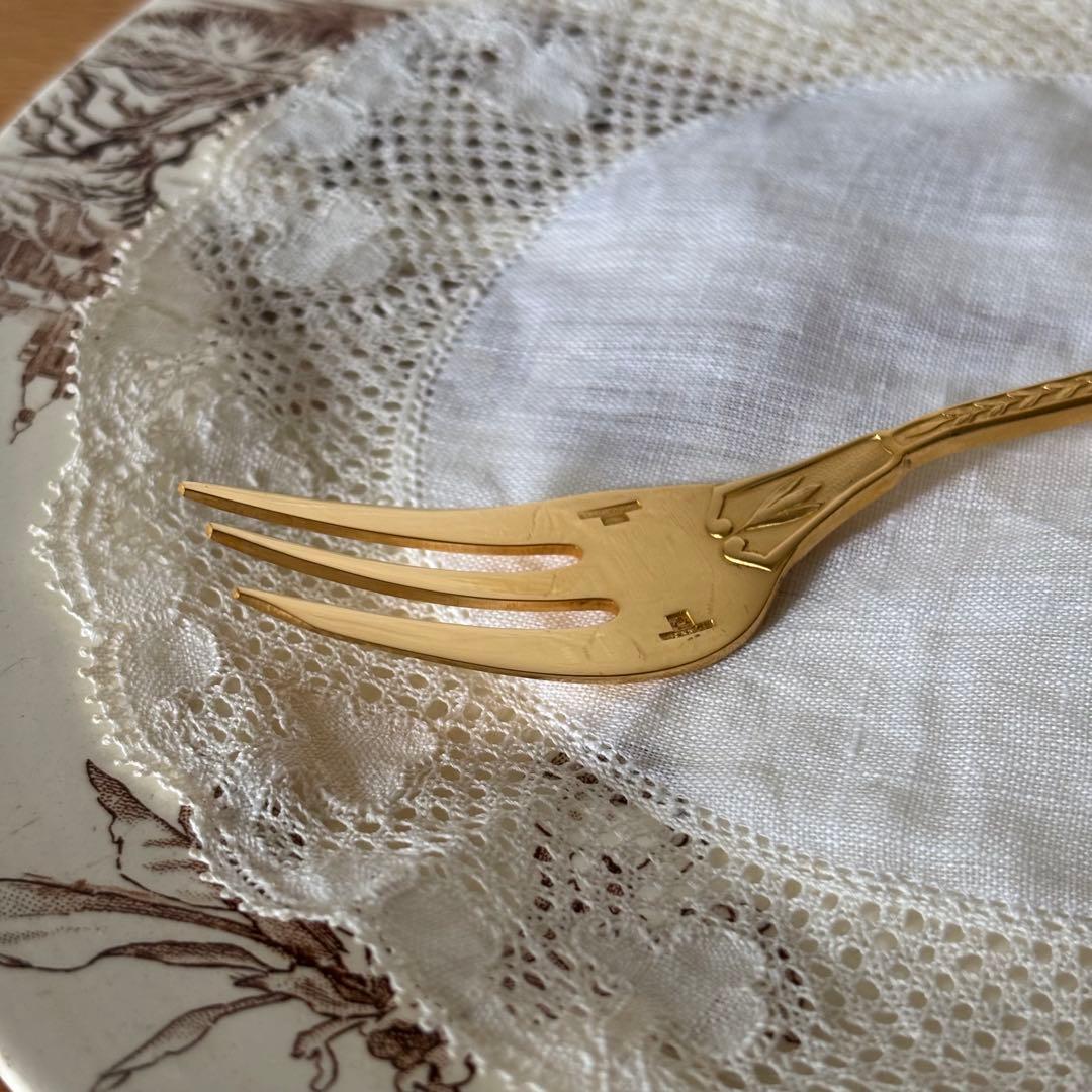 クリストフル ナターシャ 24金プレート デザートフォーク フランス 廃盤