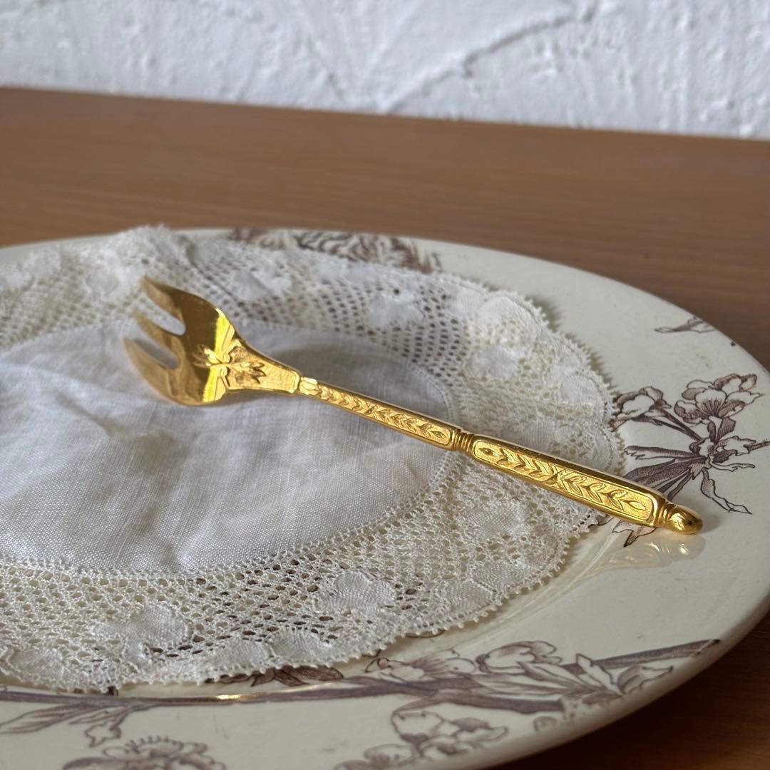 クリストフル ナターシャ 24金プレート デザートフォーク フランス 廃盤