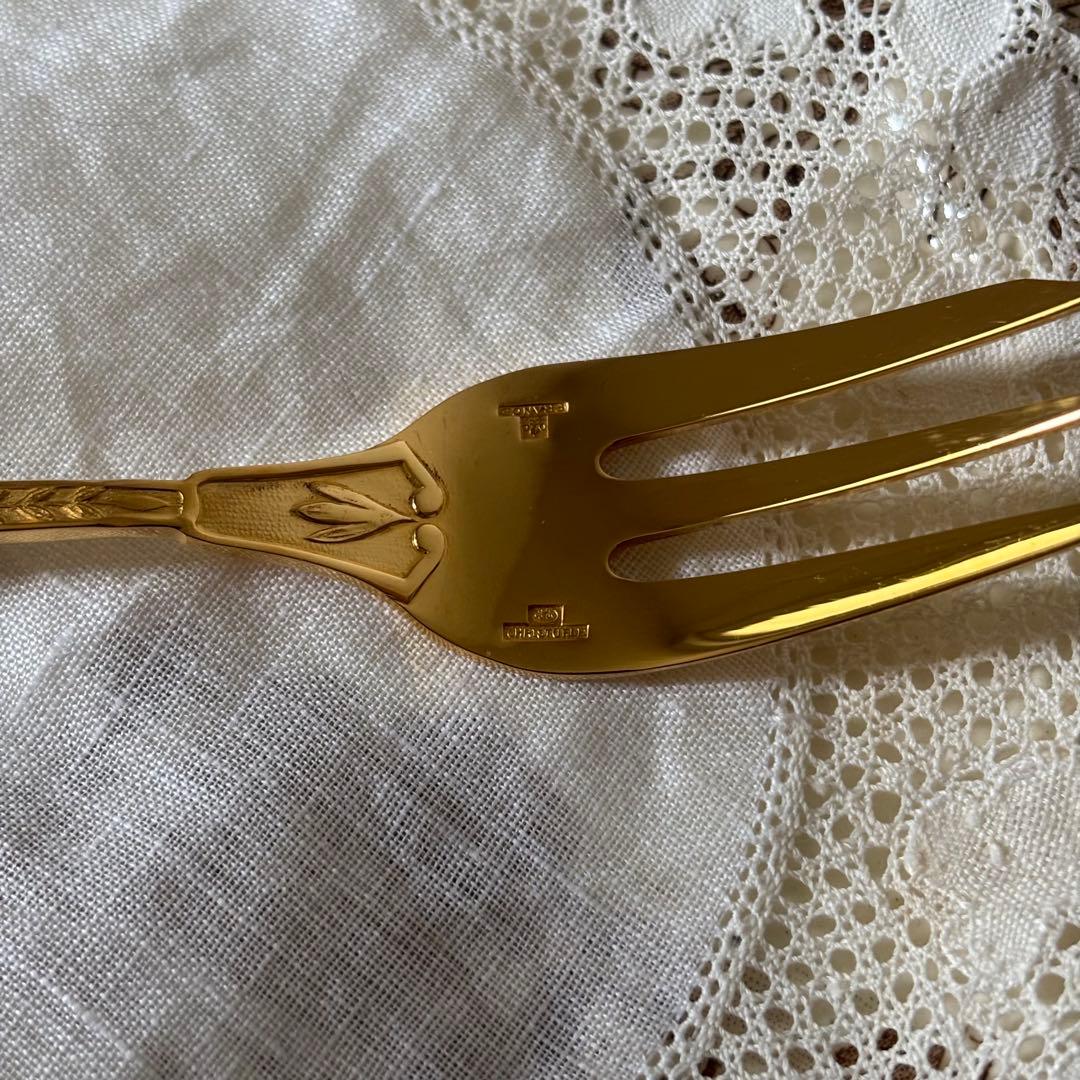 クリストフル ナターシャ 24金プレート デザートフォーク フランス 廃盤