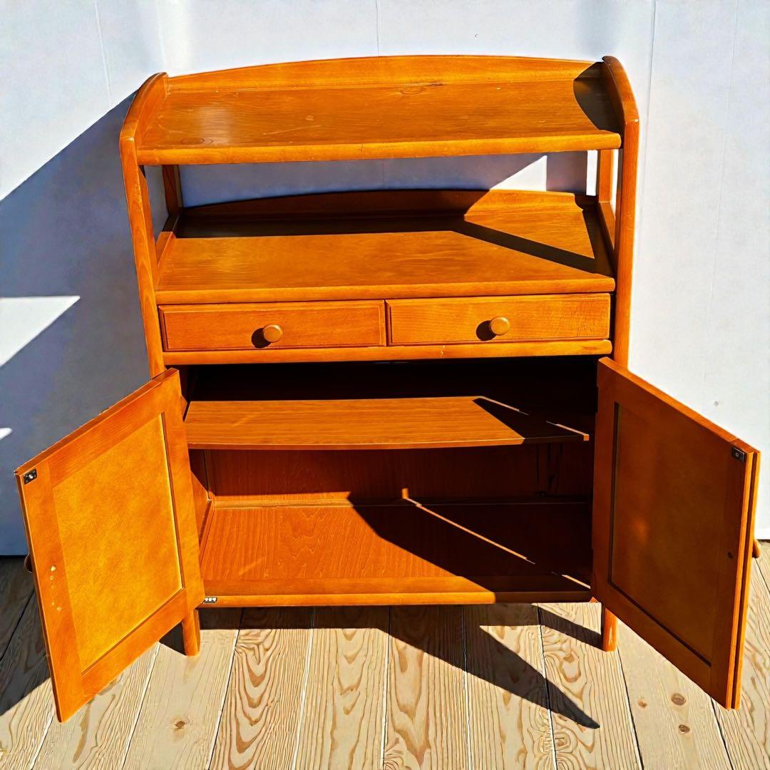 良品✨昭和レトロ✨オールド カリモク ラタン 電話台 FAX台 ヴィンテージ家具
