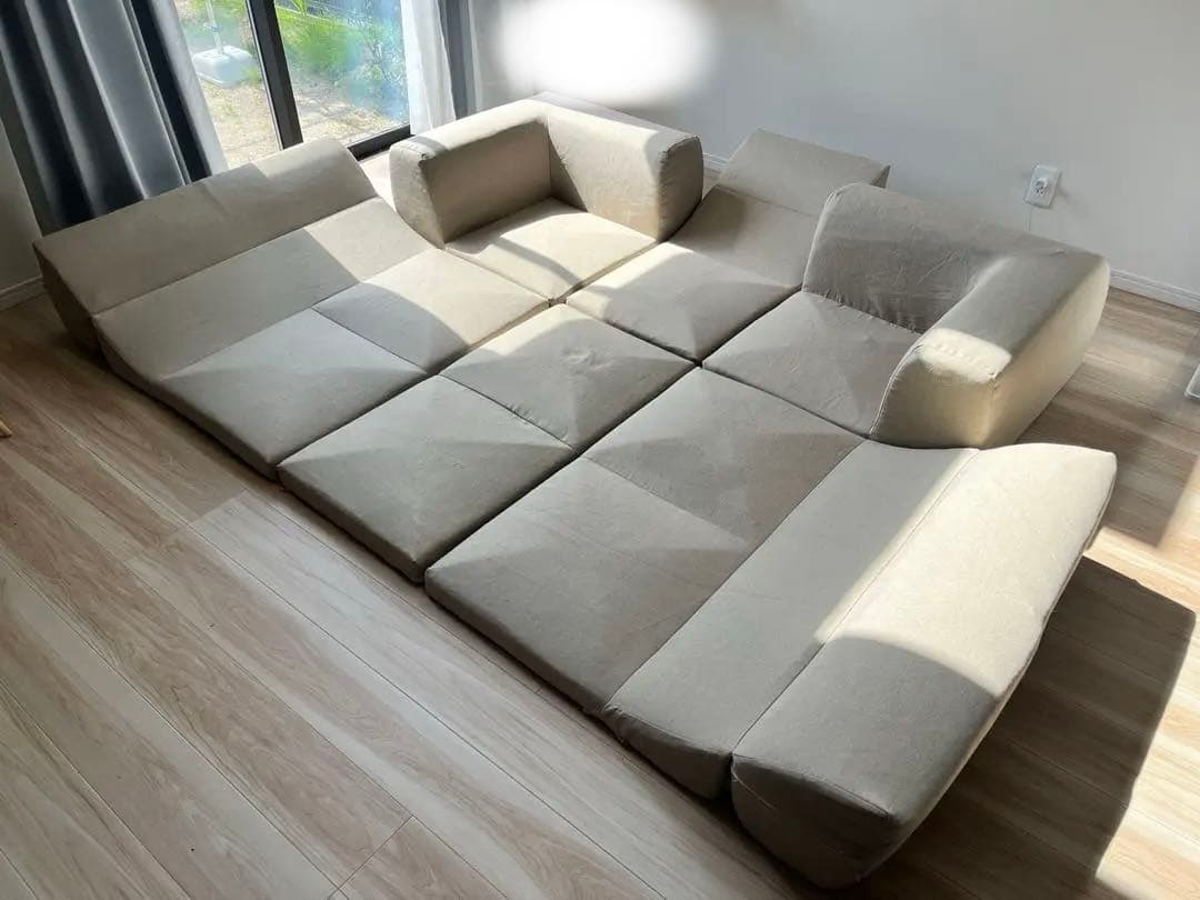 ベージュ コーナーソファ　フロアソファ　ローソファ　組み合わせ自由