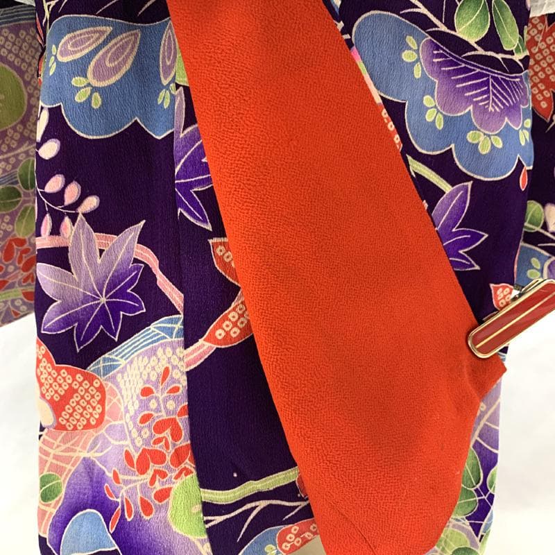 510ag60□七五三 三歳 アンティーク 着物&被布エプロン 松 芝 楓□美品