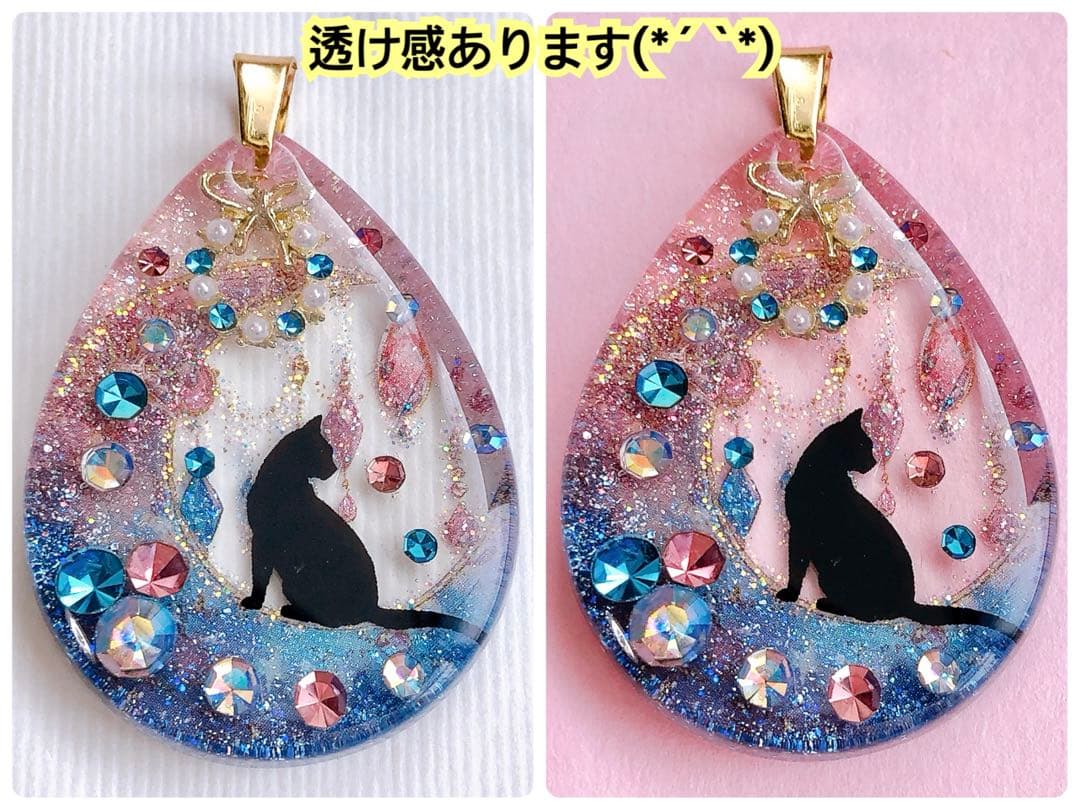 同梱値引100円❤️No.2394 レジン ペンダントトップ 猫 ネコ ねこ ♡