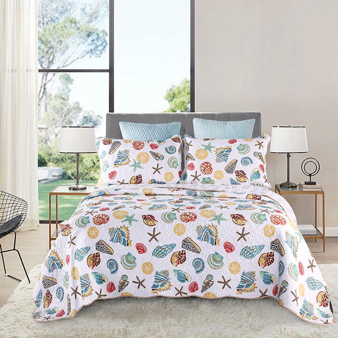 キルトベッドカバー3点セット綿マルチカバー キルティング 507