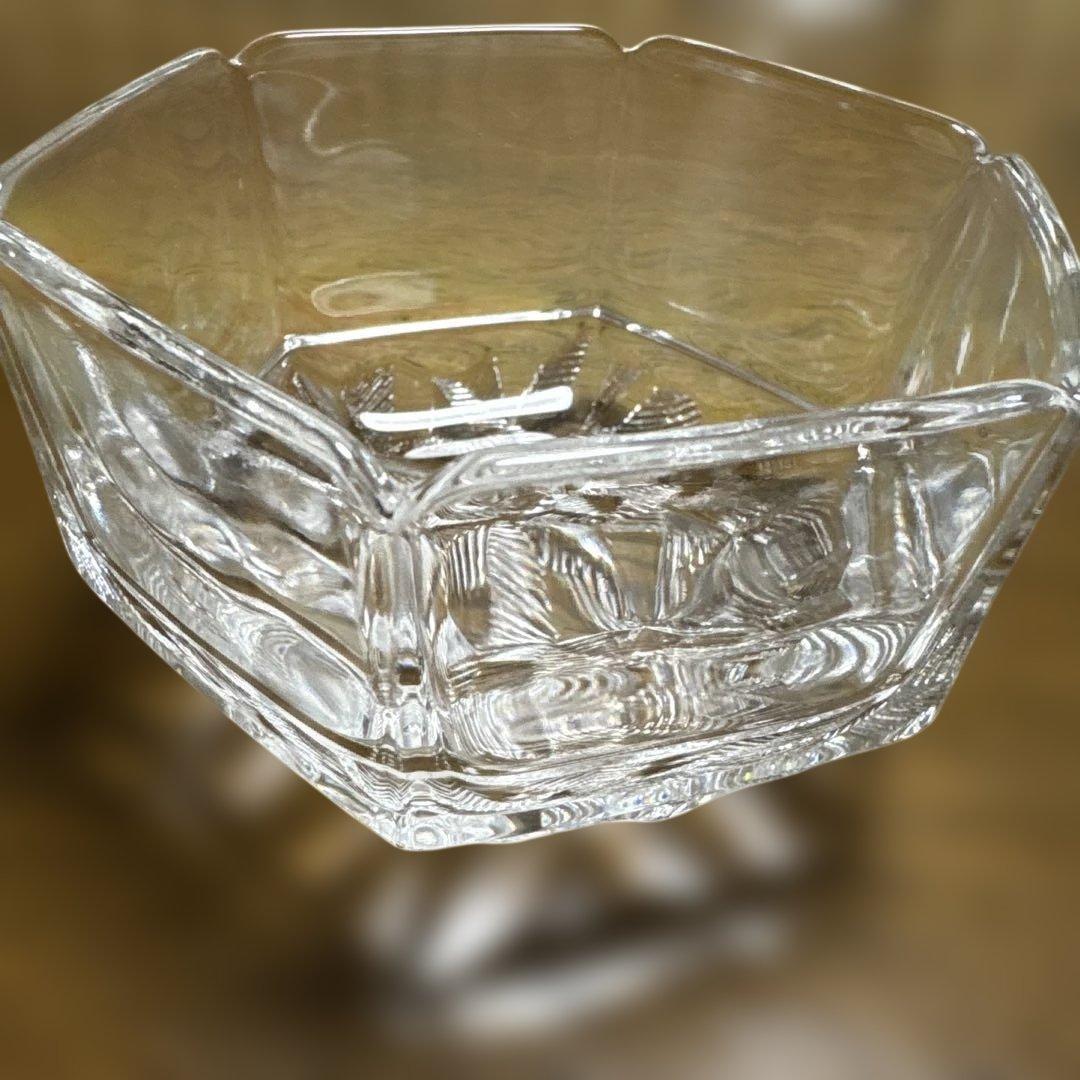 HOYA クリスタル 小鉢 六角形ガラス小皿 5個セット ソーメン レトロ