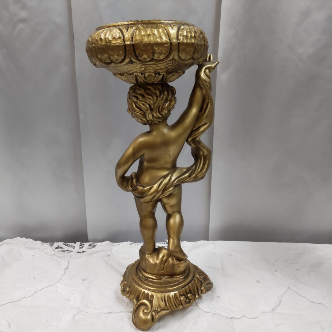 ロココ風　天使　飾り物　置き物　2点　エンゼル　花台　飾り鉢　ゴールド