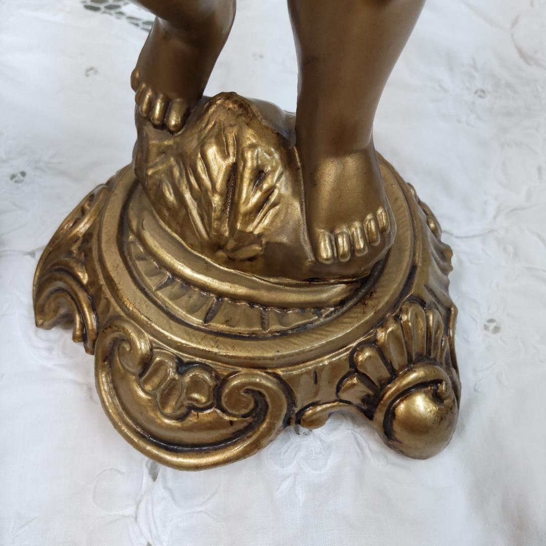 ロココ風　天使　飾り物　置き物　2点　エンゼル　花台　飾り鉢　ゴールド