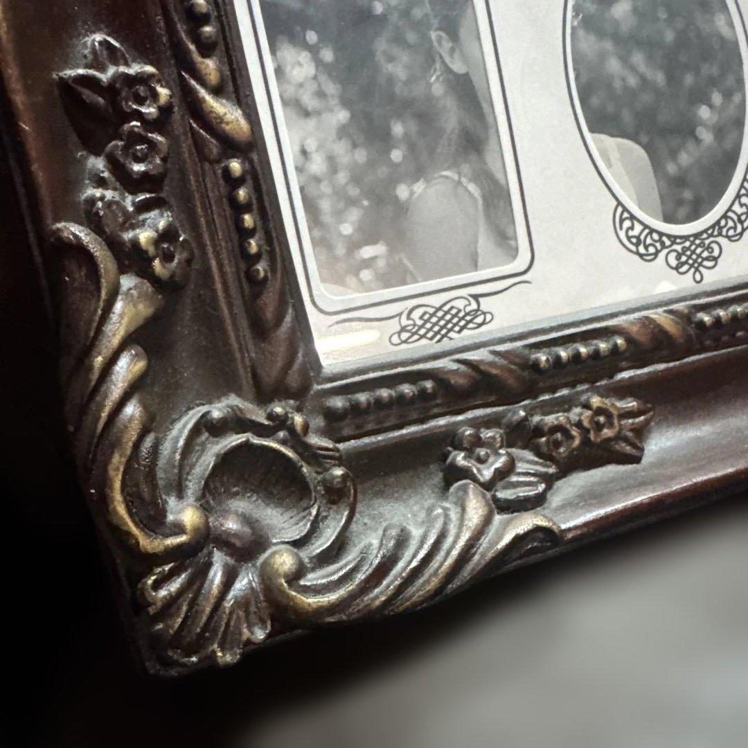 アンティーク　ダークブラウン装飾フォトフレーム