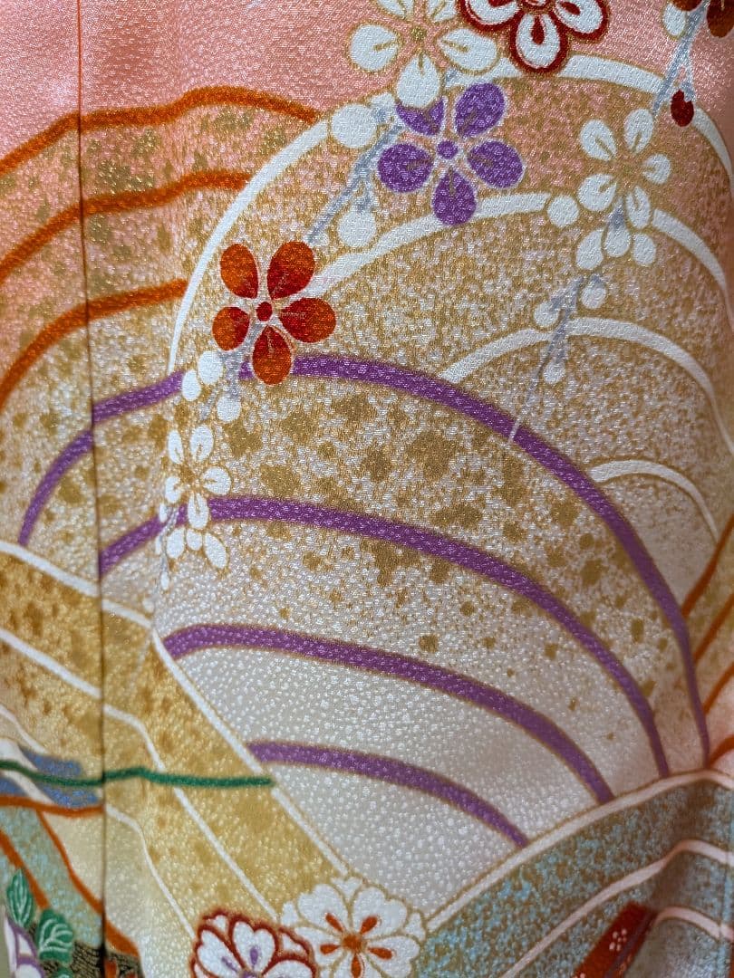 七五三用 7歳用　ピンクの花柄着物セット