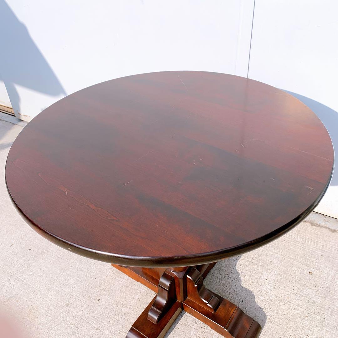 【希少家具】松本民芸家具 円卓 円形 無垢材 彫刻 テーブル