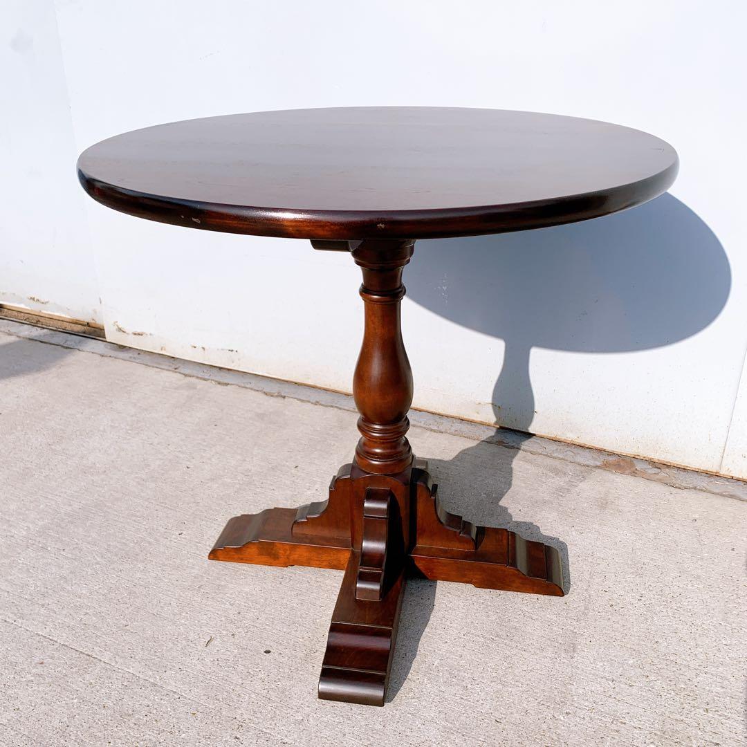 【希少家具】松本民芸家具 円卓 円形 無垢材 彫刻 テーブル