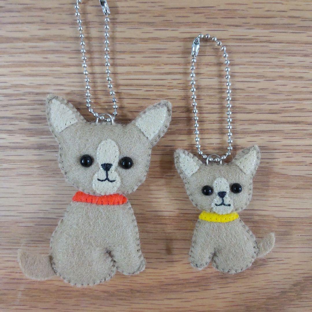 チワワ 親子 ハンドメイド フェルト マスコット キーホルダー - メルカリ