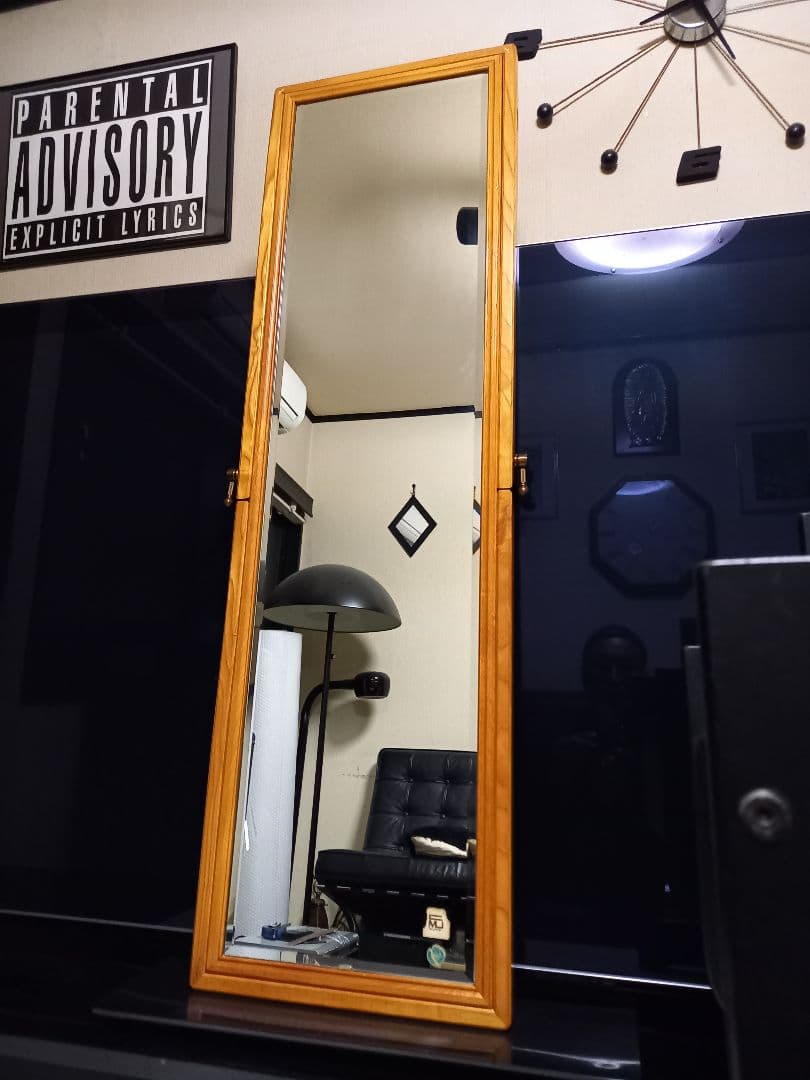 希少　1970's　サンミラー　真鍮　オーク　2WAYデザイン　フレーム　ミラー