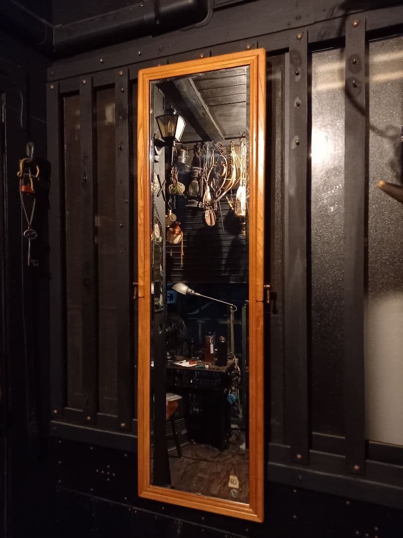 希少　1970's　サンミラー　真鍮　オーク　2WAYデザイン　フレーム　ミラー