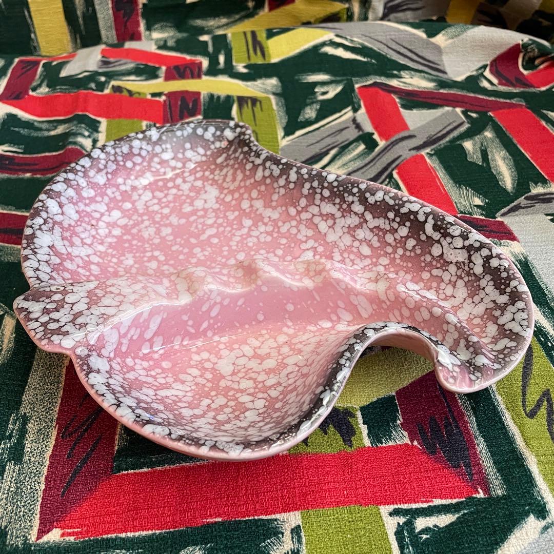 希少品！50's〜ピンク色アメリカンアンティークミッドセンチュリー陶器灰皿USA