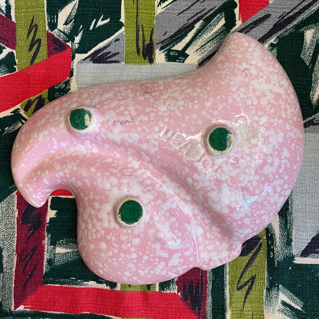 希少品！50's〜ピンク色アメリカンアンティークミッドセンチュリー陶器灰皿USA