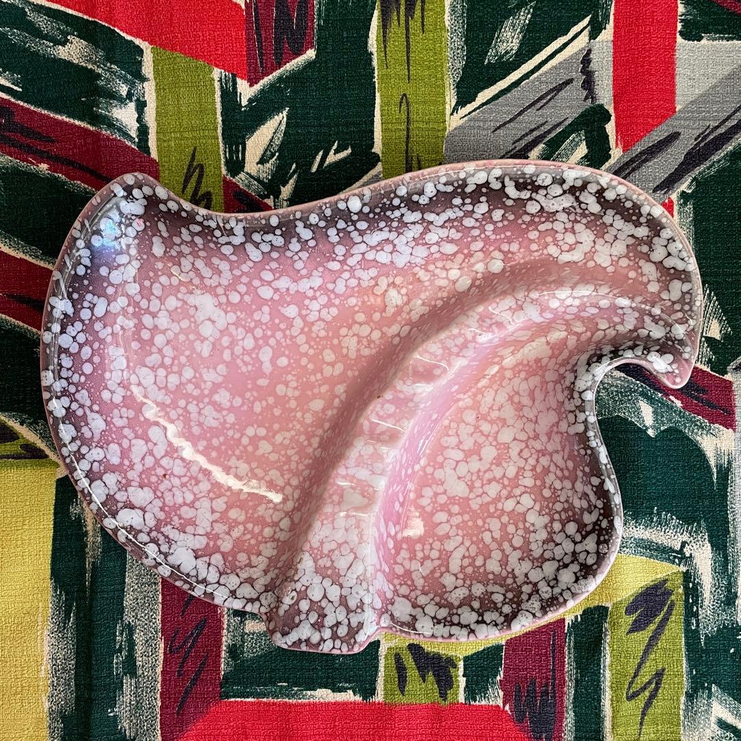 希少品！50's〜ピンク色アメリカンアンティークミッドセンチュリー陶器灰皿USA