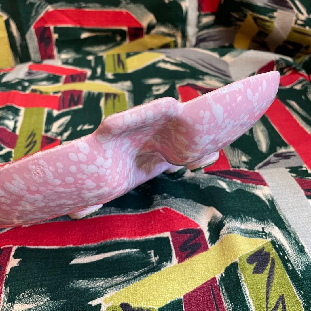 希少品！50's〜ピンク色アメリカンアンティークミッドセンチュリー陶器灰皿USA