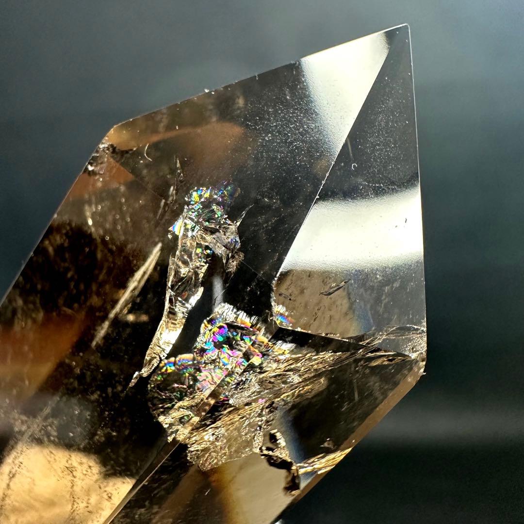 【金運· 魔除 】ルチルクォーツ ☆虹☆スモーキークォーツダブルポイントA949