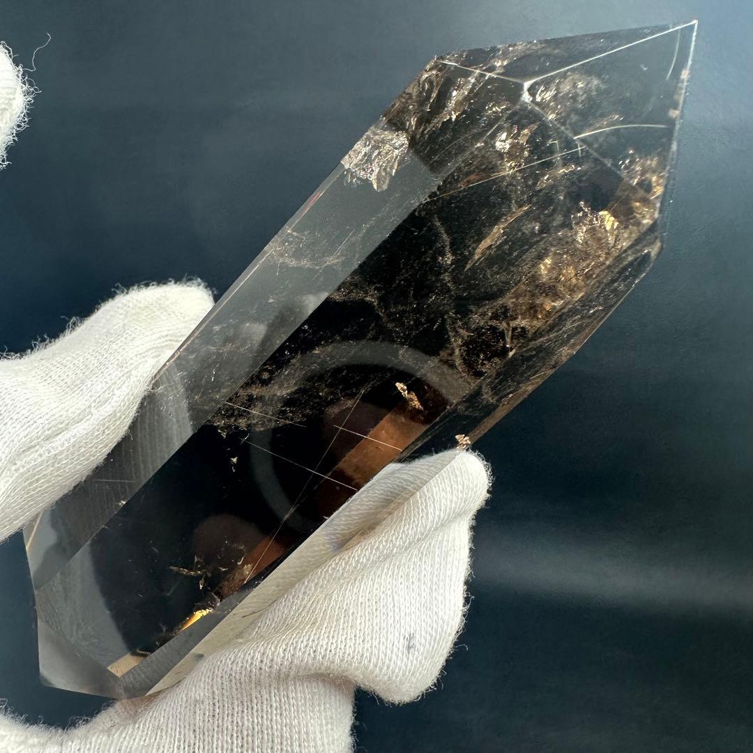 【金運· 魔除 】ルチルクォーツ ☆虹☆スモーキークォーツダブルポイントA949