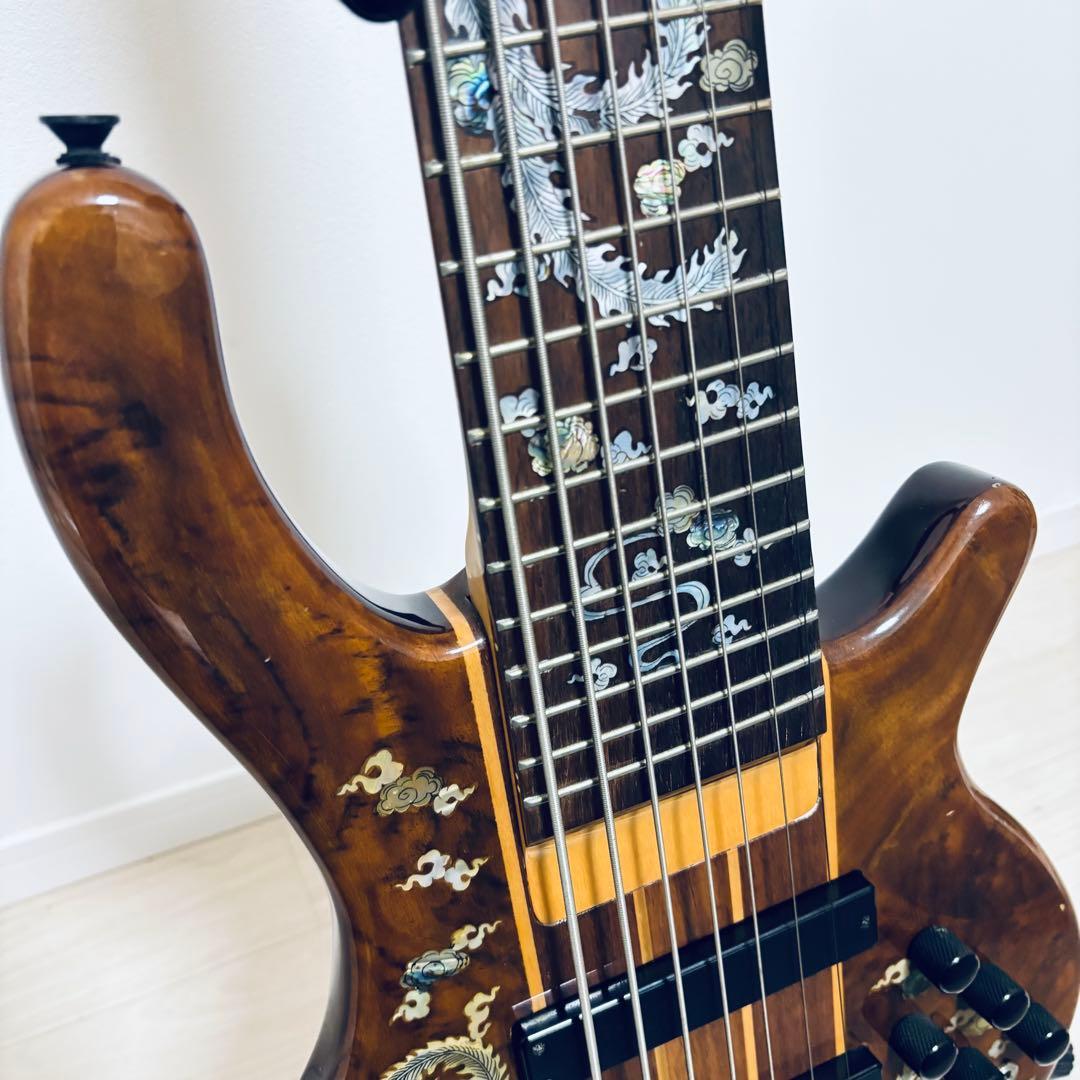 稀少【7弦ベース】美麗インレイ龍モチーフ 7弦 音出しOK トラス調整余裕