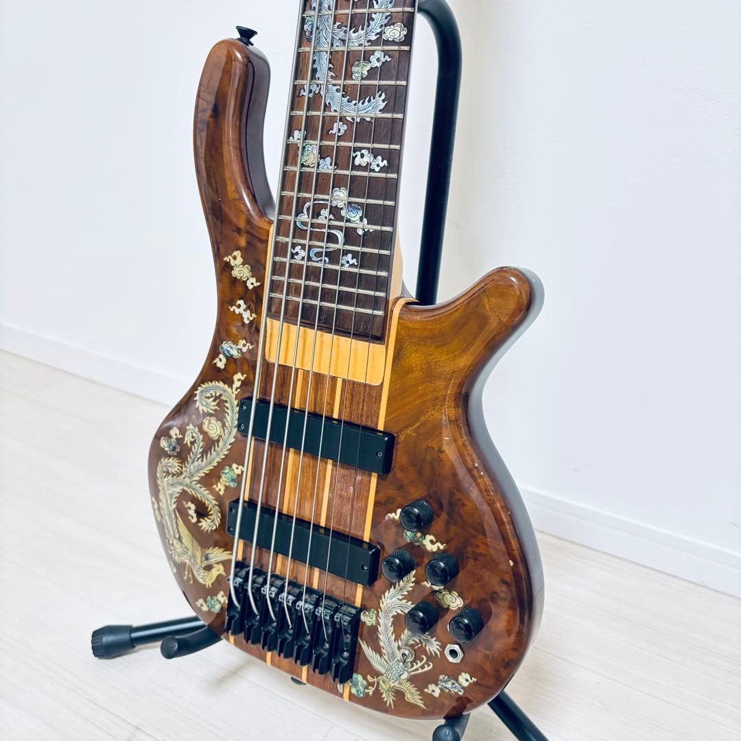 稀少【7弦ベース】美麗インレイ龍モチーフ 7弦 音出しOK トラス調整余裕