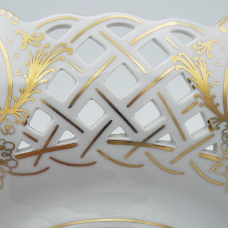 マイセン フラワーブーケ 大型 コンポート 金彩 1級品 皿 花絵 22.5cm