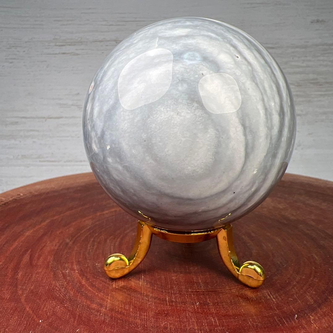 天然石 ペトリファイドウッド スフィア 69ミリ 台座付き 夕焼けのよう