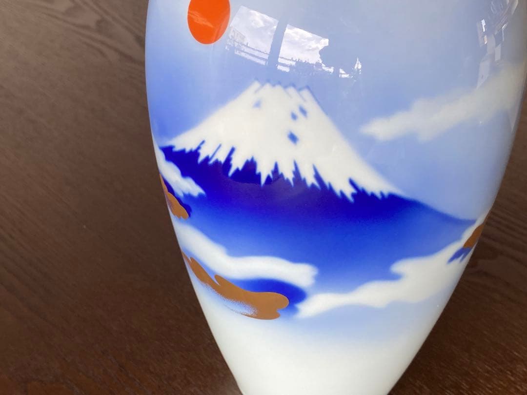 箱有り未使用新品　深川製磁　宮内庁御用達 　雲金光明富士山　花瓶　花生