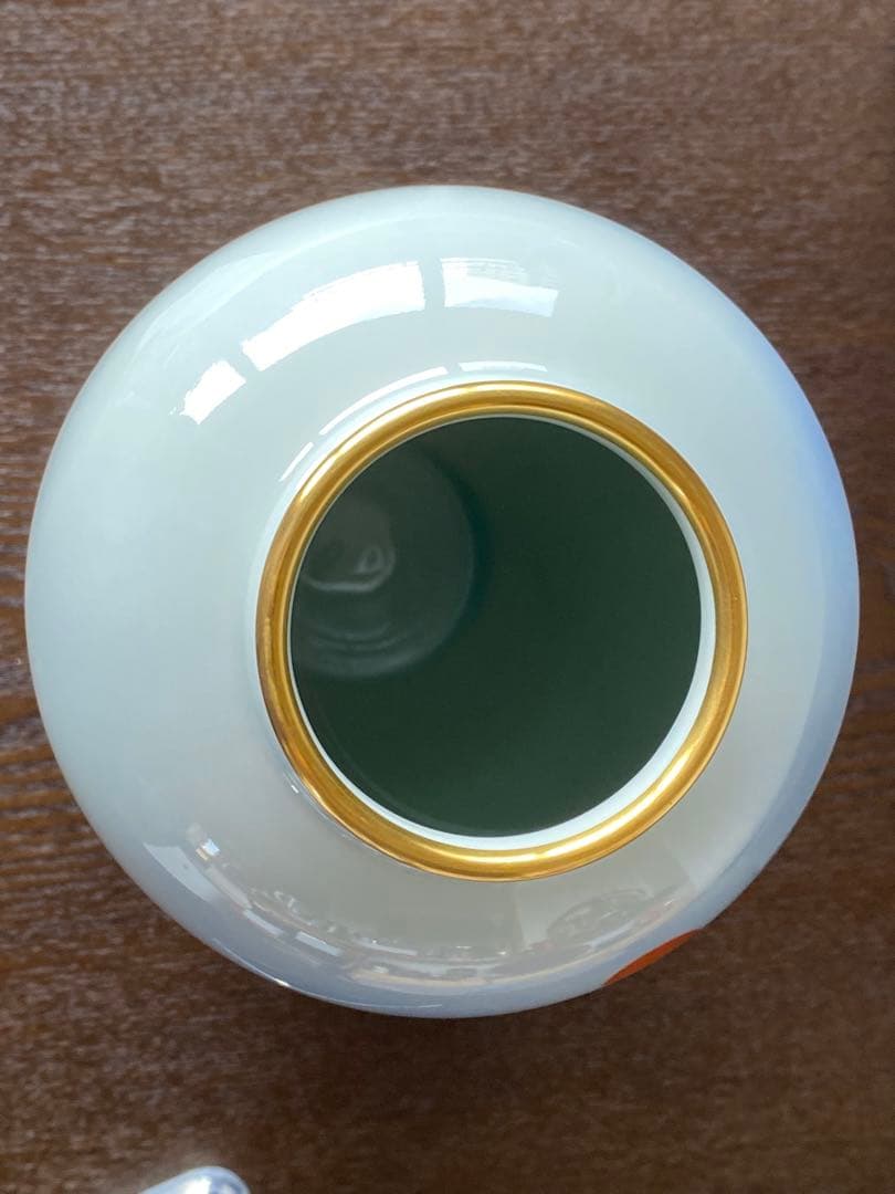 箱有り未使用新品　深川製磁　宮内庁御用達 　雲金光明富士山　花瓶　花生