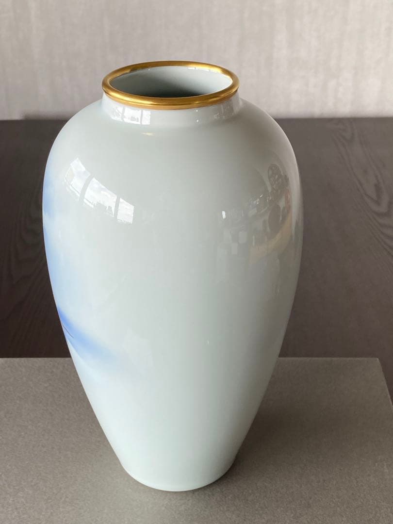 箱有り未使用新品　深川製磁　宮内庁御用達 　雲金光明富士山　花瓶　花生