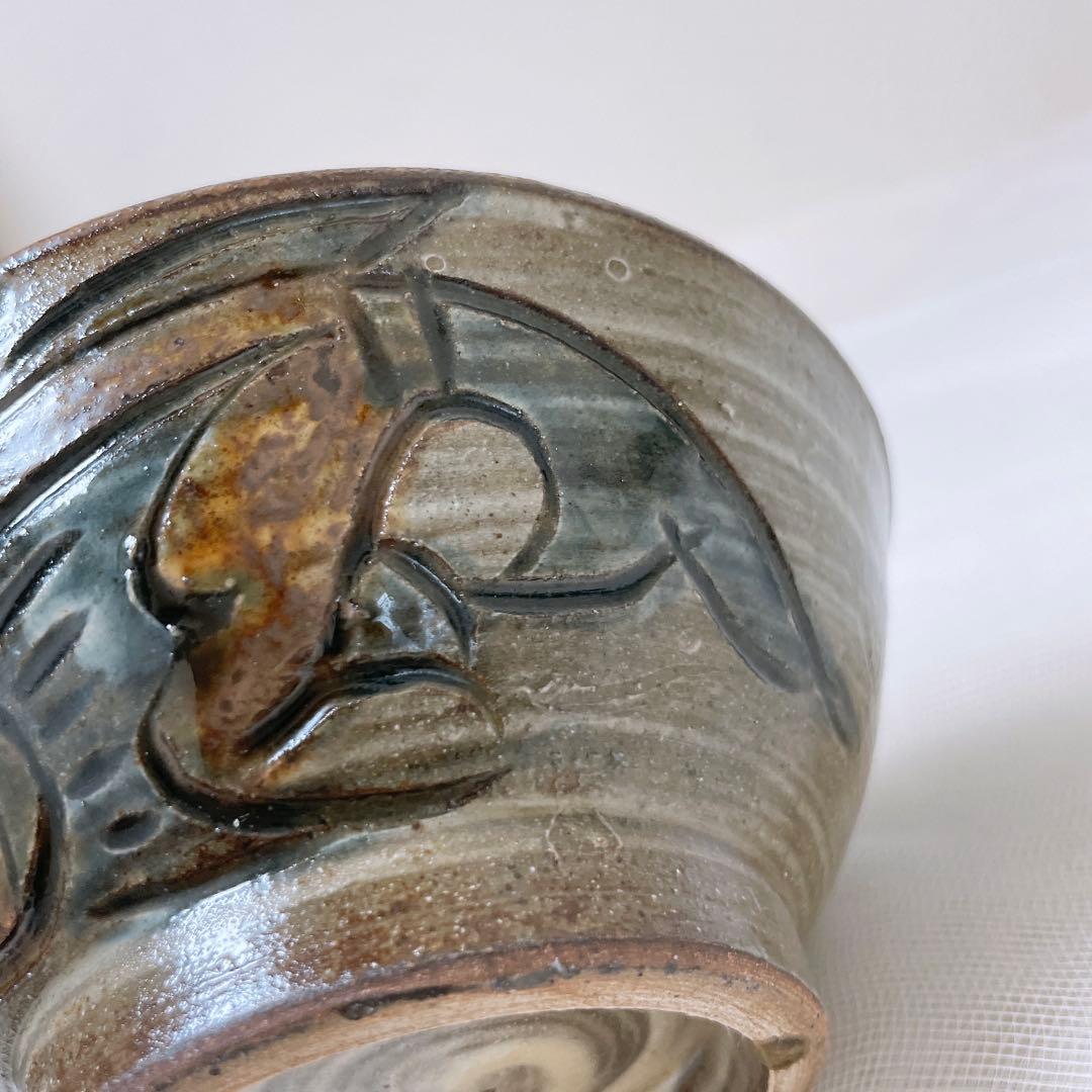 金城次郎 魚文 4寸マカイ 笑魚 壺屋焼 やちむん 沖縄 魚紋 お茶碗 民藝