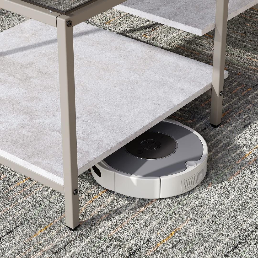 おしゃれなローテーブル - ガラス天板・木製棚付き