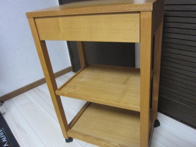 MUJI /無印良品　タモ材　木製キッチンワゴン 引出し　キャスター付き　廃盤品