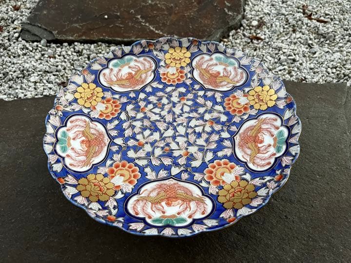 賞美堂　有田焼　幸楽窯 献上手古伊万里　鳳凰銘々大皿　幸泉作