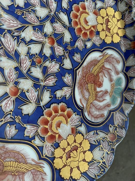 賞美堂　有田焼　幸楽窯 献上手古伊万里　鳳凰銘々大皿　幸泉作