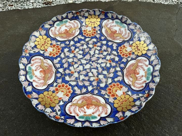 賞美堂　有田焼　幸楽窯 献上手古伊万里　鳳凰銘々大皿　幸泉作