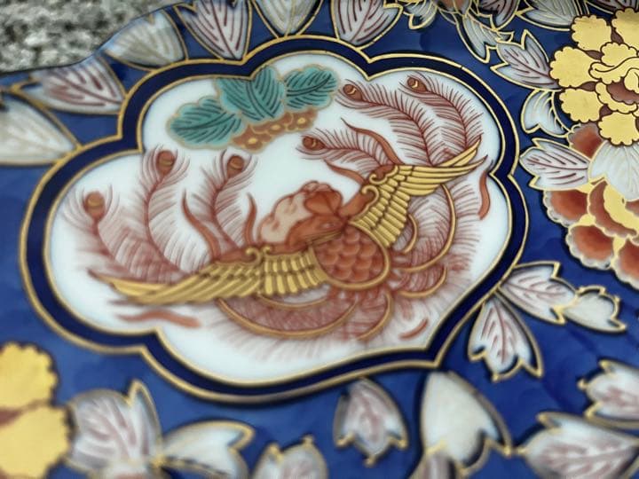 賞美堂　有田焼　幸楽窯 献上手古伊万里　鳳凰銘々大皿　幸泉作