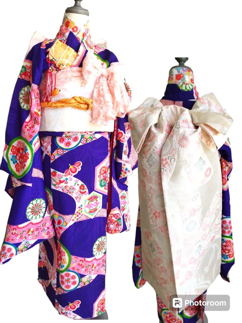 アンティーク青紫の着物単品