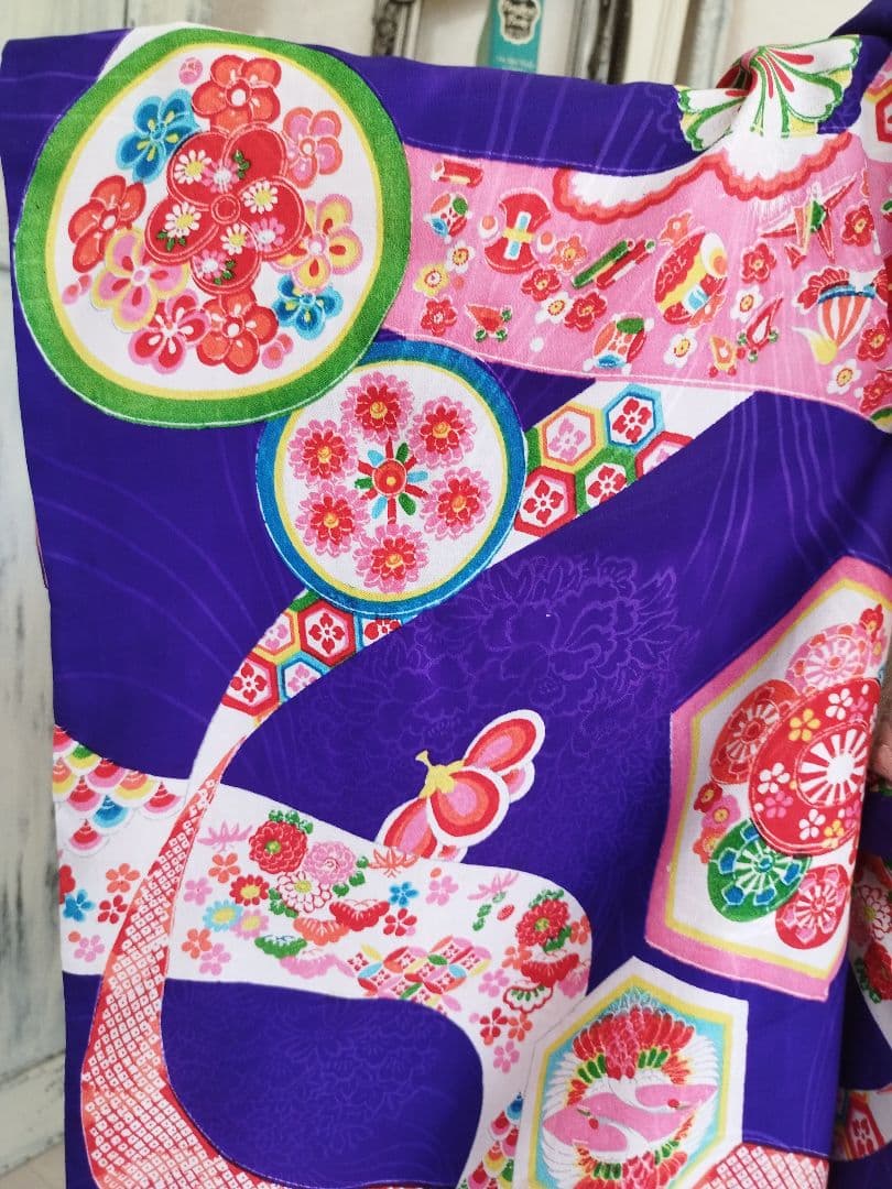 アンティーク青紫の着物単品