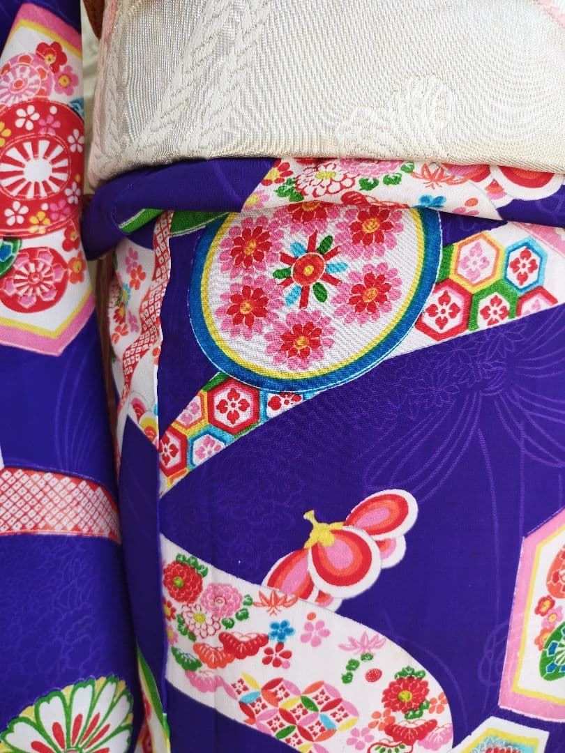 アンティーク青紫の着物単品