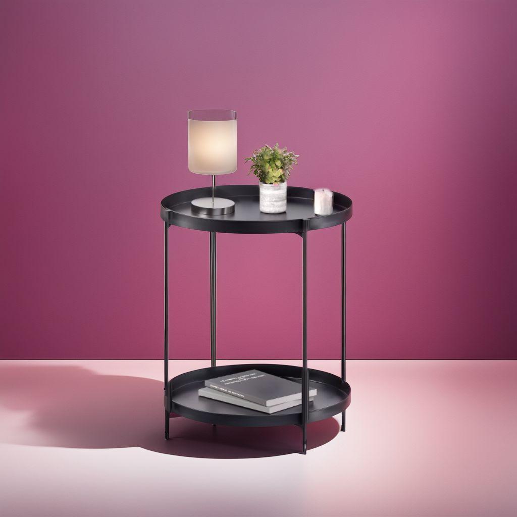 2段 トレイシンプルエレガント丸型 サイドテーブル