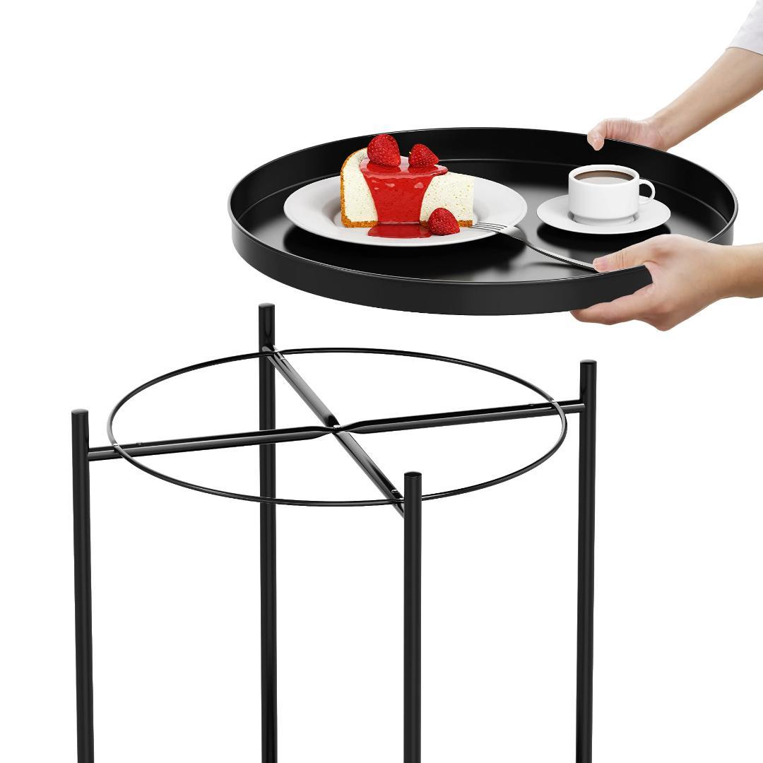 2段 トレイシンプルエレガント丸型 サイドテーブル