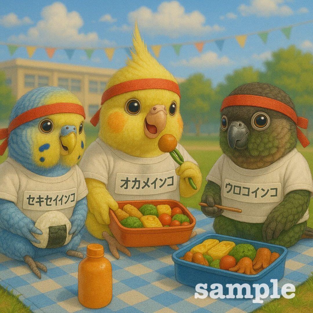 P237 パネル生地 オカメインコ セキセイインコ 18×18 6枚1セット